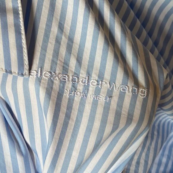 Alexander Wang Wrap Mini Blue White Shirt Dress Striped Size 0 - Picture 13 of 15
